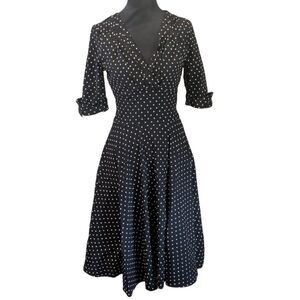 Unique Vintage Polka Dot Swing Dress Size M 6-8 Rockabilly 1950s Pinup Midi